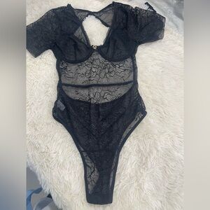 Savage X Fenty Sheer Black Lace Bodysuit